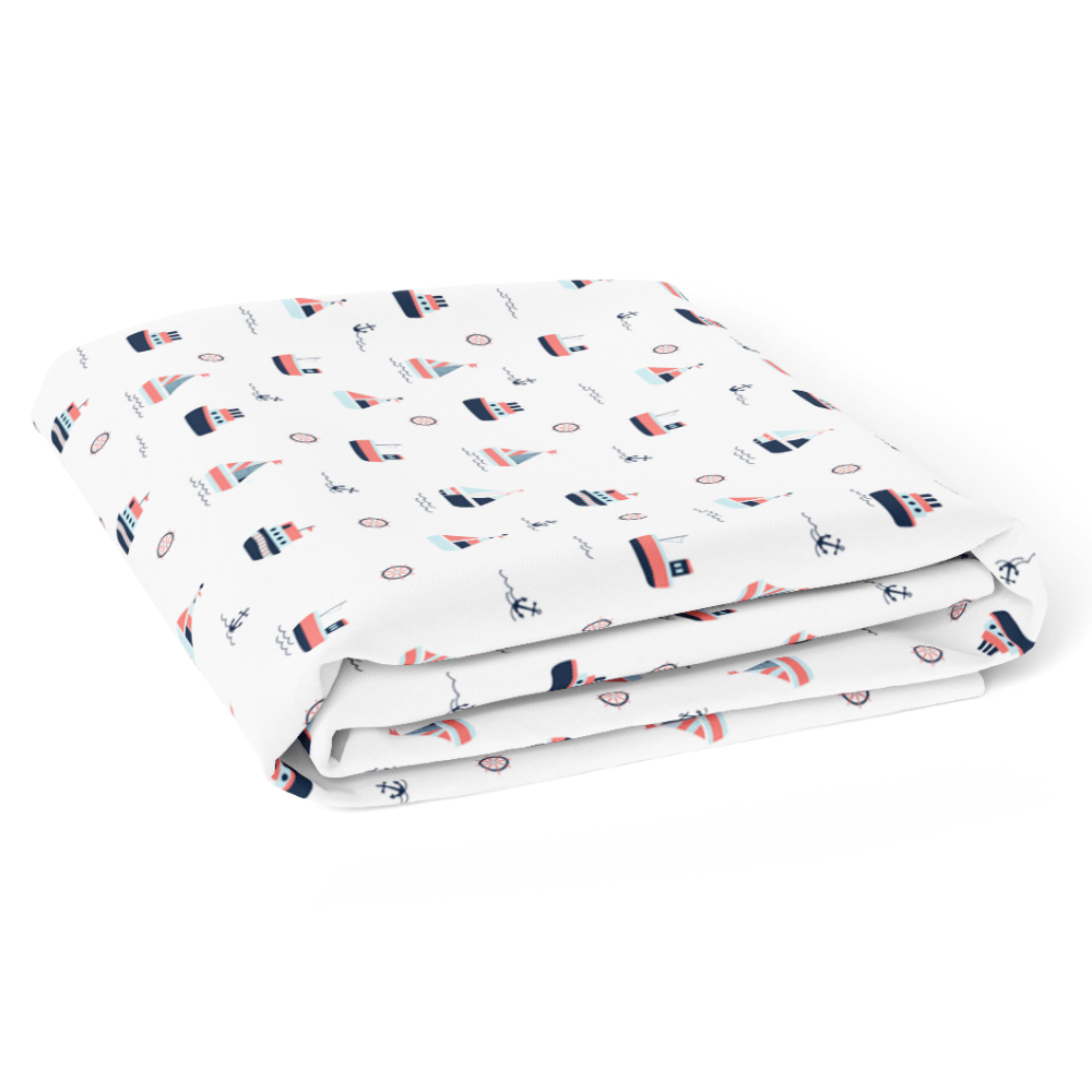 The White Cradle Flat Bed Sheet for Baby Cot &amp; Mattress - Yacht and Yacht Blotch (Pack of 2)