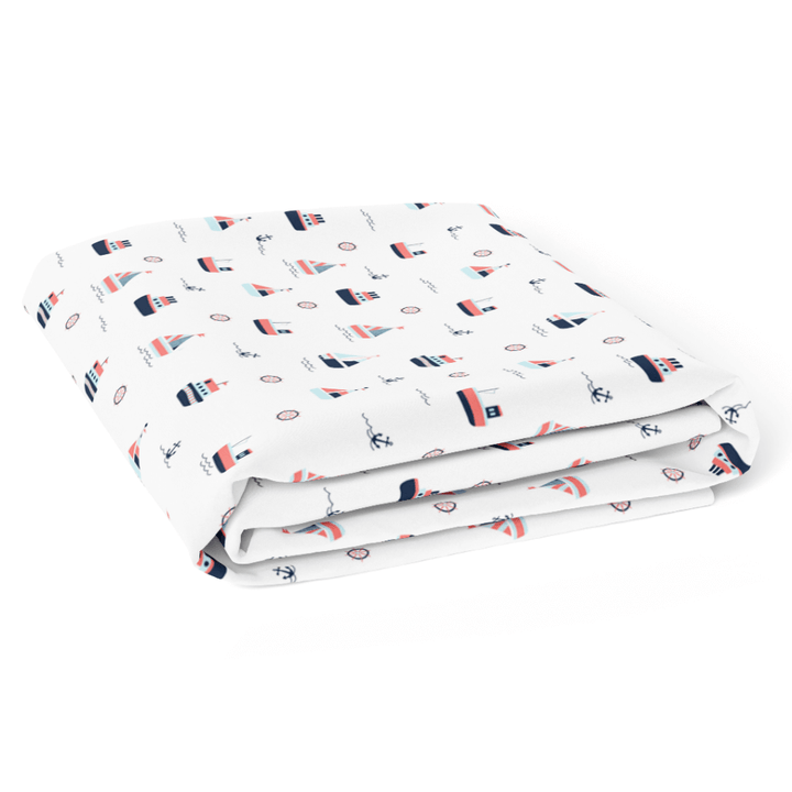 The White Cradle Flat Bed Sheet for Baby Cot &amp; Mattress - Yacht and Yacht Blotch (Pack of 2)