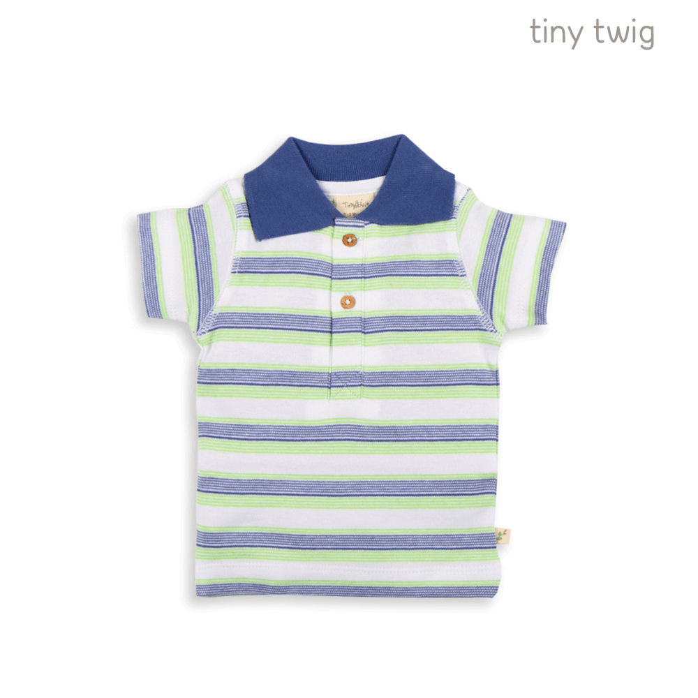 Tiny Twig Polo Tee Cactus Stripes