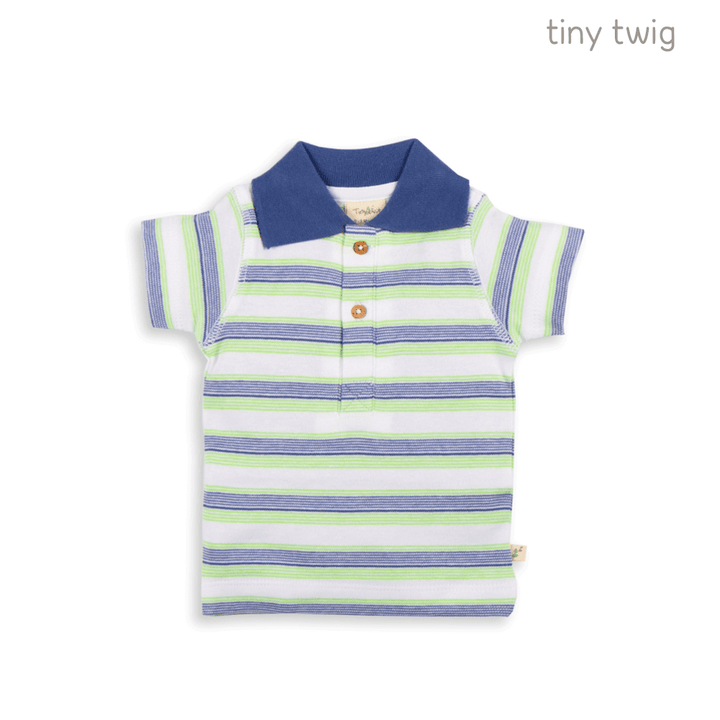 Tiny Twig Polo Tee Cactus Stripes