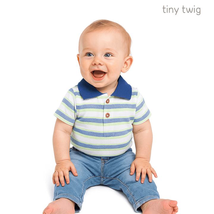 Tiny Twig Polo Tee Cactus Stripes