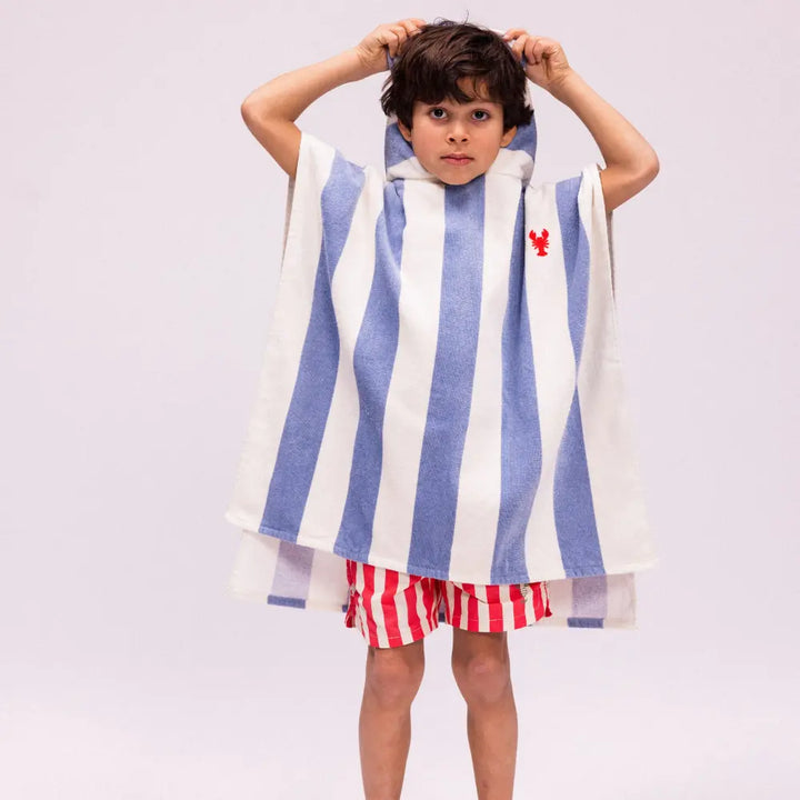 Swim Essentials Beach Poncho, Quick-Dry Kids Hooded Towel Poncho, 65 × 65 cm, Blue - Catch of the day