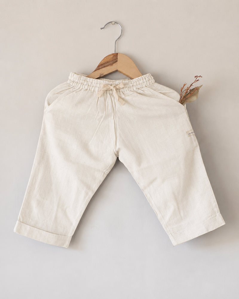 Love the World Today 'Rain Drops Keep Falling' Unisex Pyjamas Handwoven - Kora Cotton - Off White