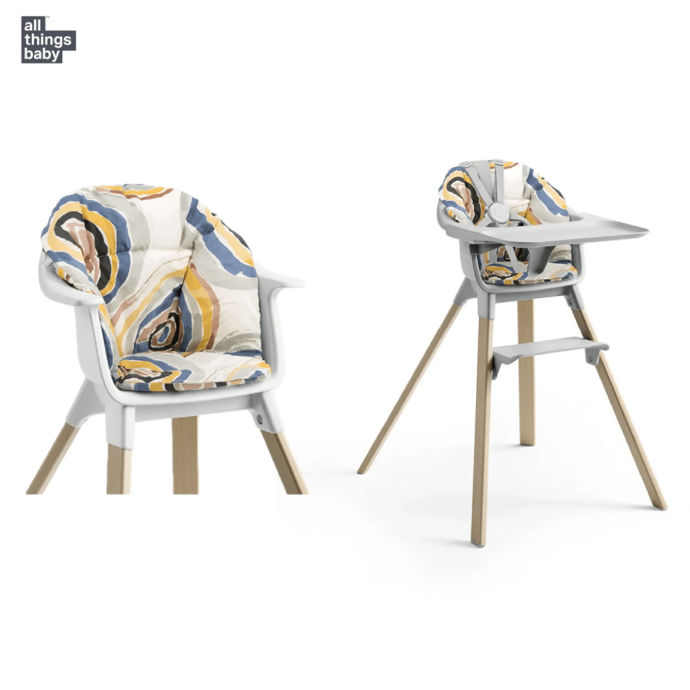 stokke clikk high chair cloud grey Stokke Clikk High Chair (Beech Wood) with Cushion & Travel Bag, Portab – AllThingsBaby.com