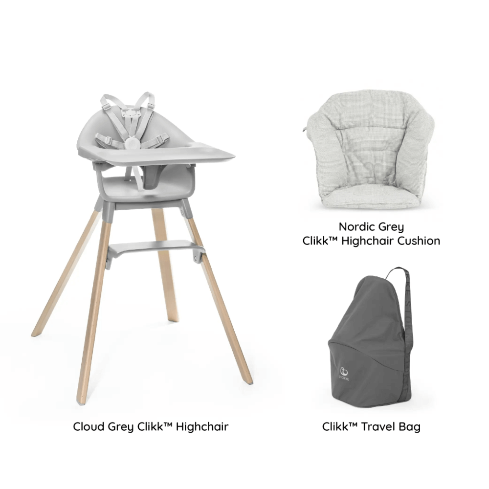 clikk stokke Stokke Clikk High Chair (Beech Wood) with Cushion & Travel Bag, Portab – AllThingsBaby.com