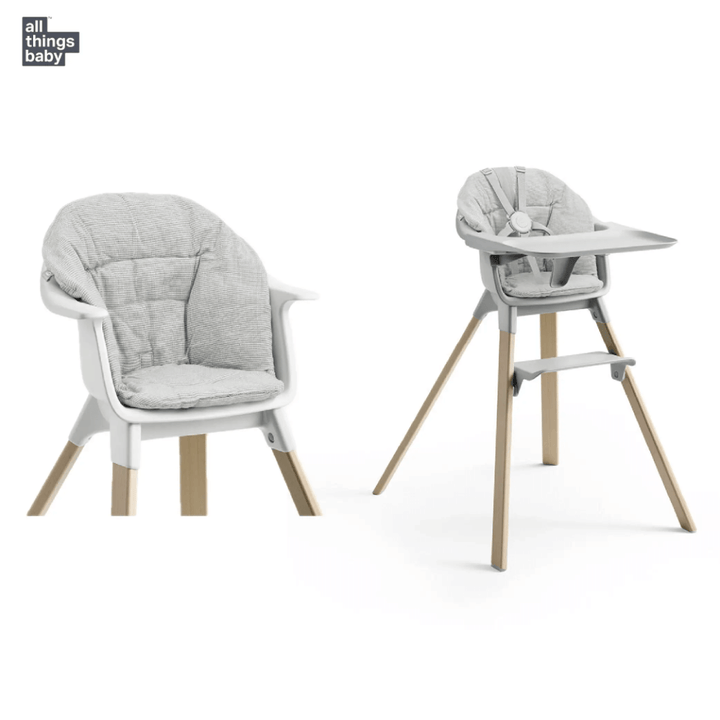 stokke clikk high chair grey Stokke Clikk High Chair (Beech Wood) with Cushion & Travel Bag, Portab – AllThingsBaby.com