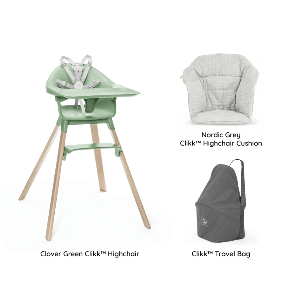 stokke nordic green Stokke Clikk High Chair (Beech Wood) with Cushion & Travel Bag, Portab – AllThingsBaby.com