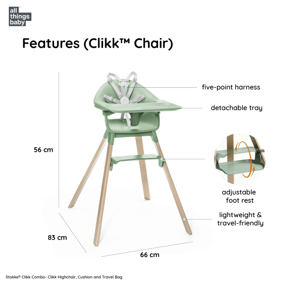 stokke clikk harness Stokke Clikk High Chair (Beech Wood) with Cushion & Travel Bag, Portab – AllThingsBaby.com