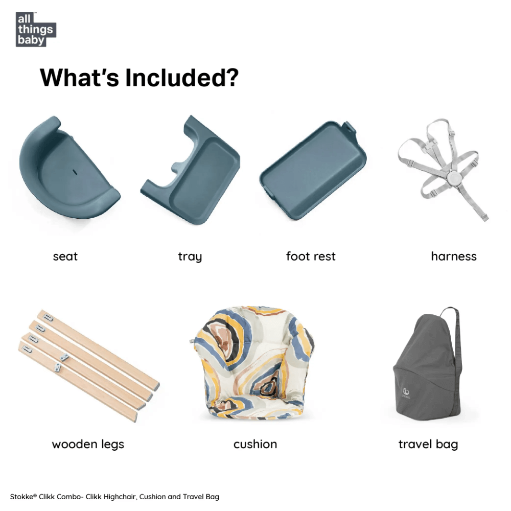 stokke travel set Stokke Clikk High Chair (Beech Wood) with Cushion & Travel Bag, Portab – AllThingsBaby.com
