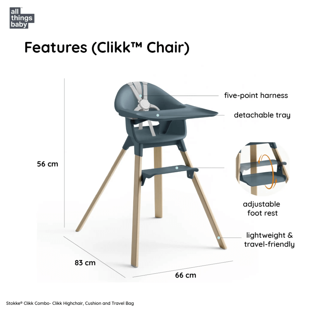 stokke clikk high chair harness Stokke Clikk High Chair (Beech Wood) with Cushion & Travel Bag, Portab – AllThingsBaby.com