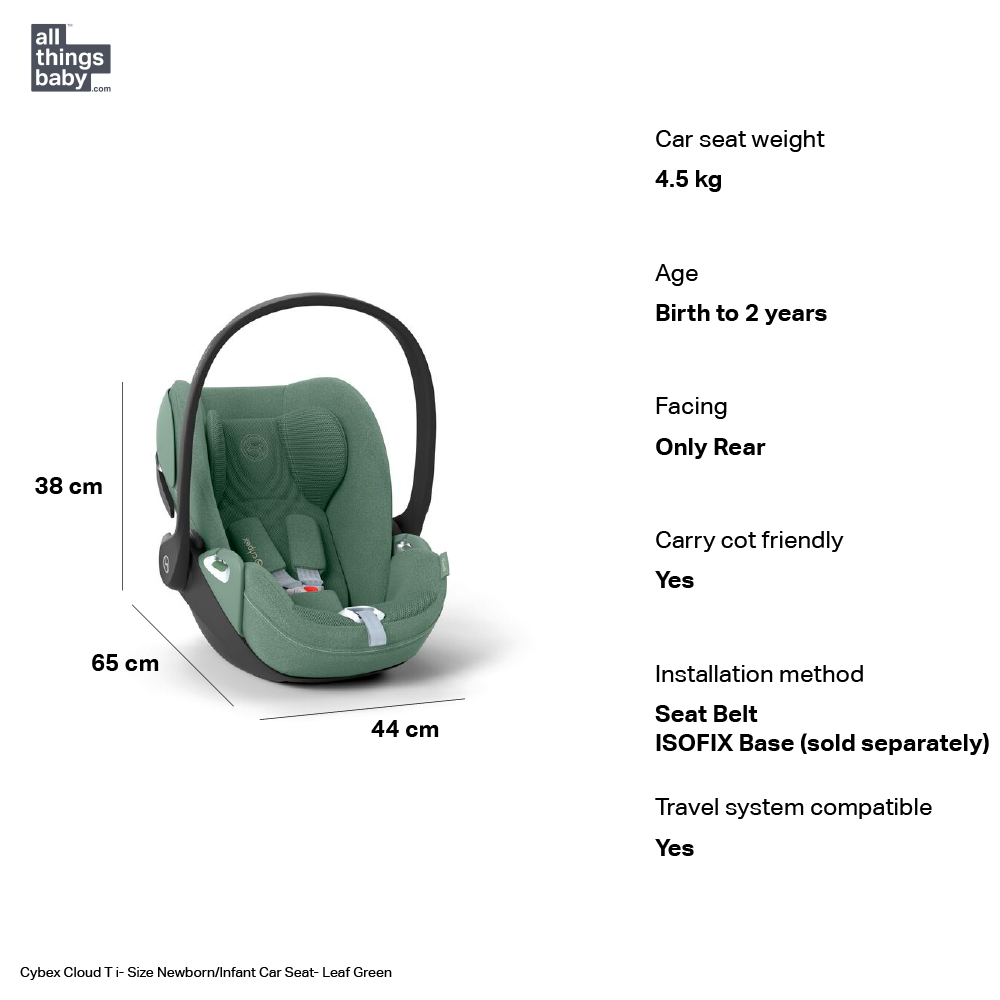 Cybex Cloud T Newborn/Infant Car Seat - Leaf Green