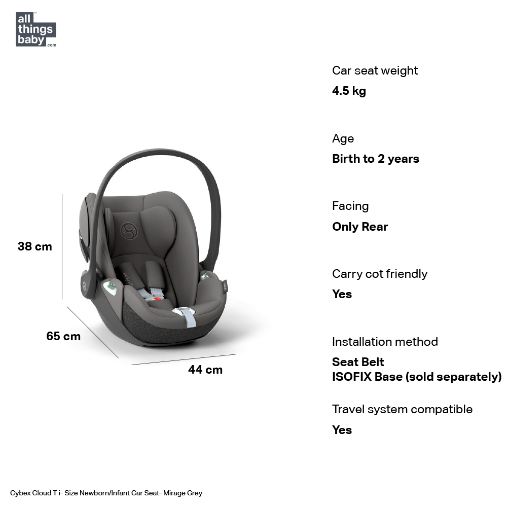 Cybex Cloud T Newborn/Infant Car Seat - Mirage Grey