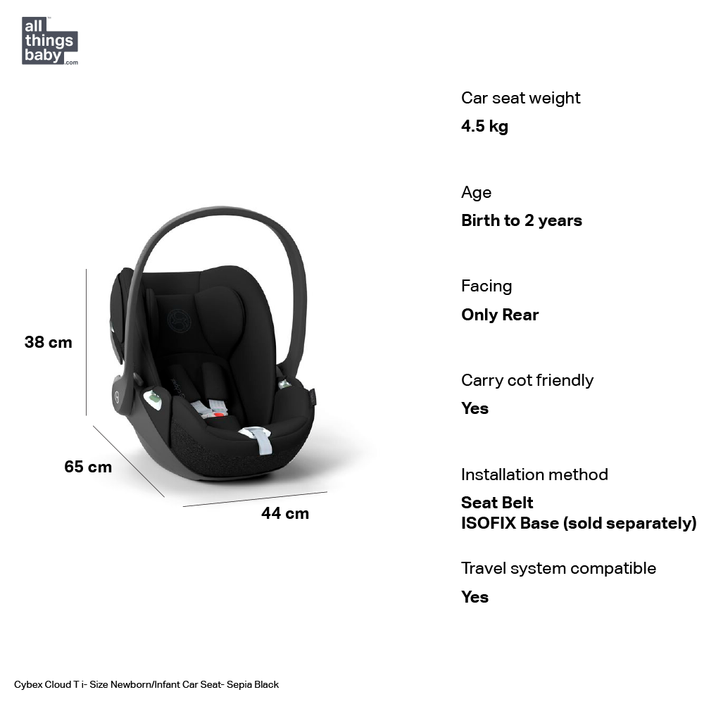 Cybex Cloud T Newborn/Infant Car Seat - Sepia Black