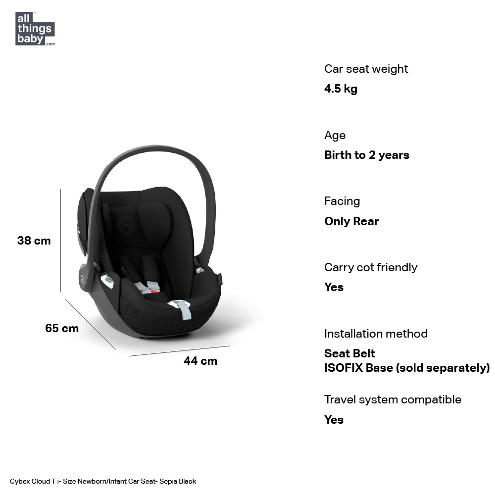 Cybex Cloud T i-Size Newborn and Infant Rear-Facing Car Seat with Cybex Cloud T i-Size Newborn and Infant Rear-Facing Car Seat with