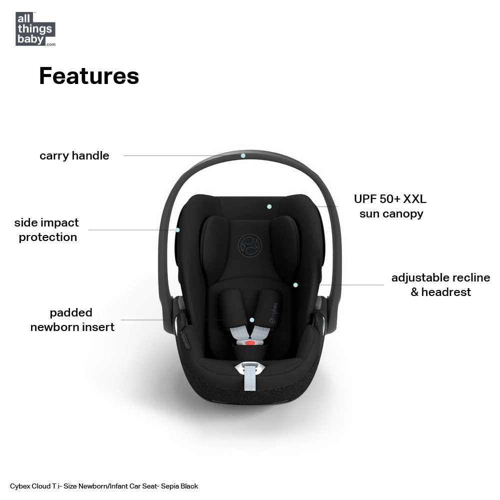 Cybex Cloud T Newborn/Infant Car Seat - Sepia Black