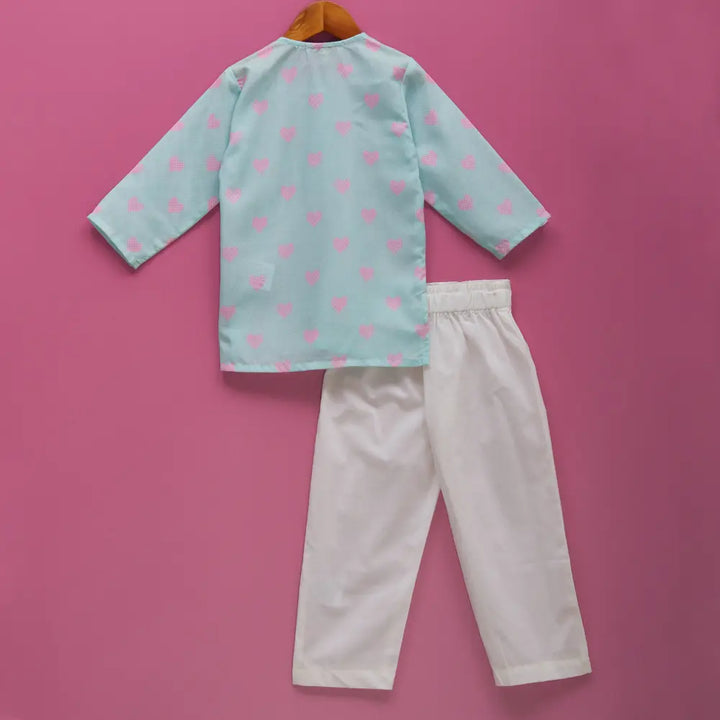 Liz Jacob Comfortable Light Cotton Nightwear Pyjama Sets - All Hearts - Blue