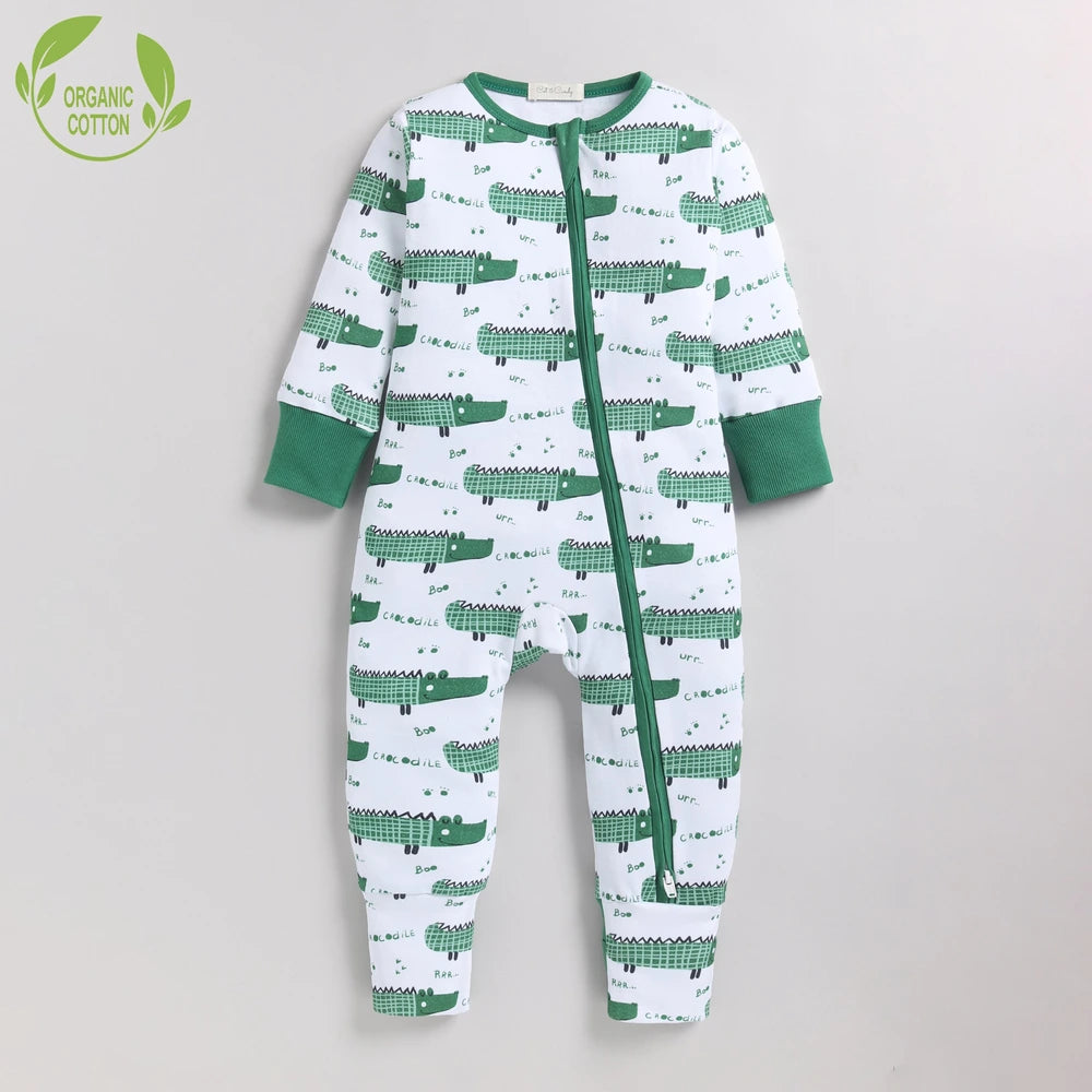 Cot &amp; Candy Baby Organic Convertible Zipsuit - Croc -O-Smile