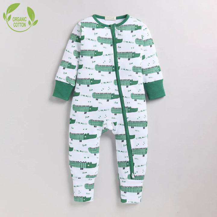 Cot &amp; Candy Baby Organic Convertible Zipsuit - Croc -O-Smile