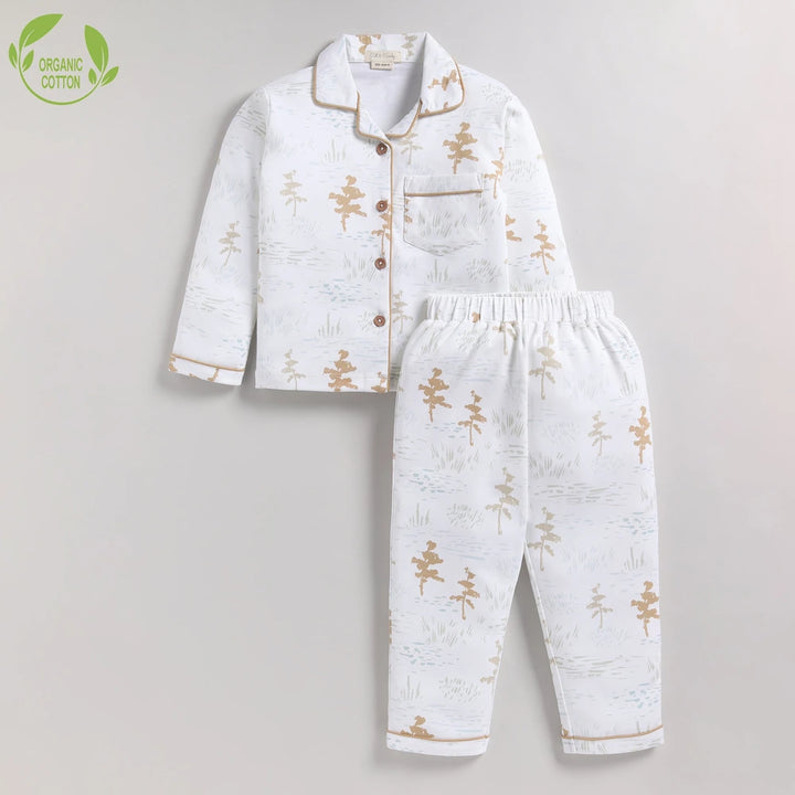 Cot &amp; Candy Baby Organic Classic Collar PJ Set - Cuddle Bear