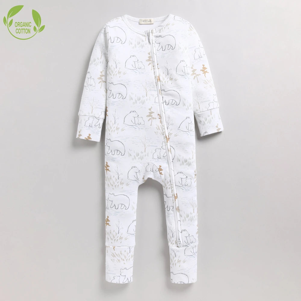Cot &amp; Candy Baby Organic Convertible Zipsuit - Cuddle Bear