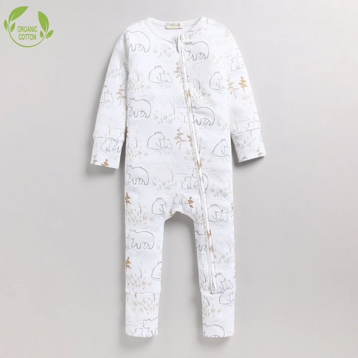 Cot &amp; Candy Baby Organic Convertible Zipsuit - Cuddle Bear
