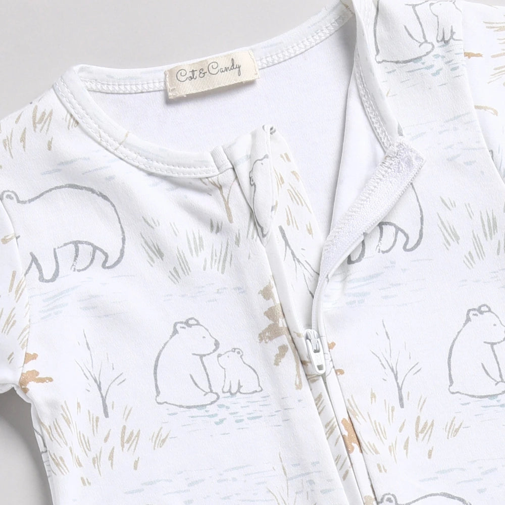 Cot &amp; Candy Baby Organic Convertible Zipsuit - Cuddle Bear