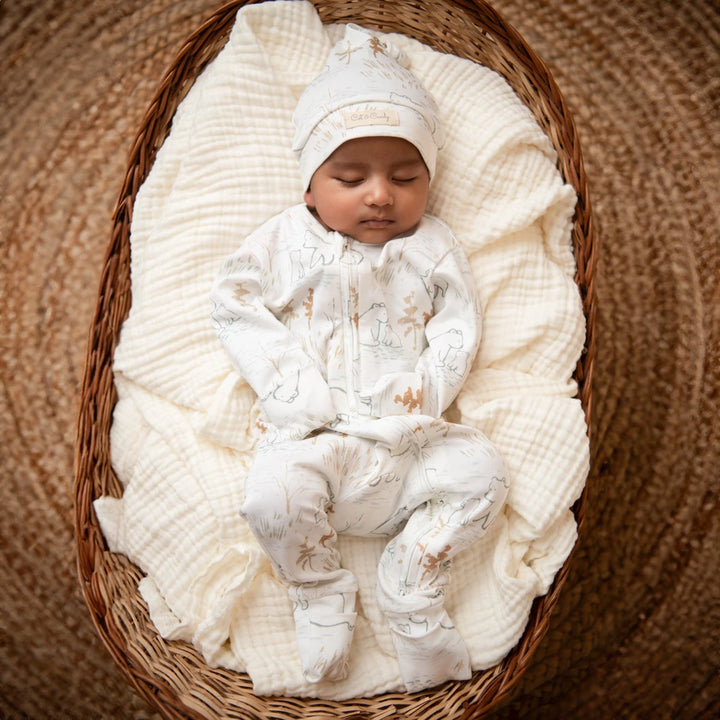 Cot &amp; Candy Baby Organic Convertible Zipsuit - Cuddle Bear