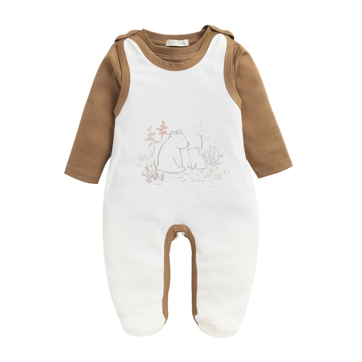 Cot &amp; Candy Baby Organic S/S Footed Romper with Long sleeve Tee - Cuddle Bear