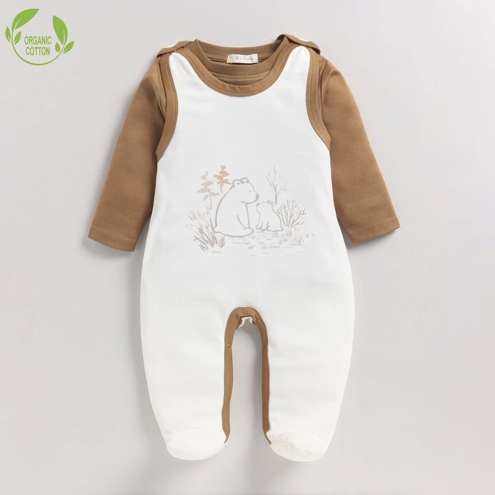 Cot &amp; Candy Baby Organic S/S Footed Romper with Long sleeve Tee - Cuddle Bear