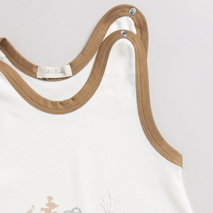 Cot &amp; Candy Baby Organic S/S Footed Romper with Long sleeve Tee - Cuddle Bear