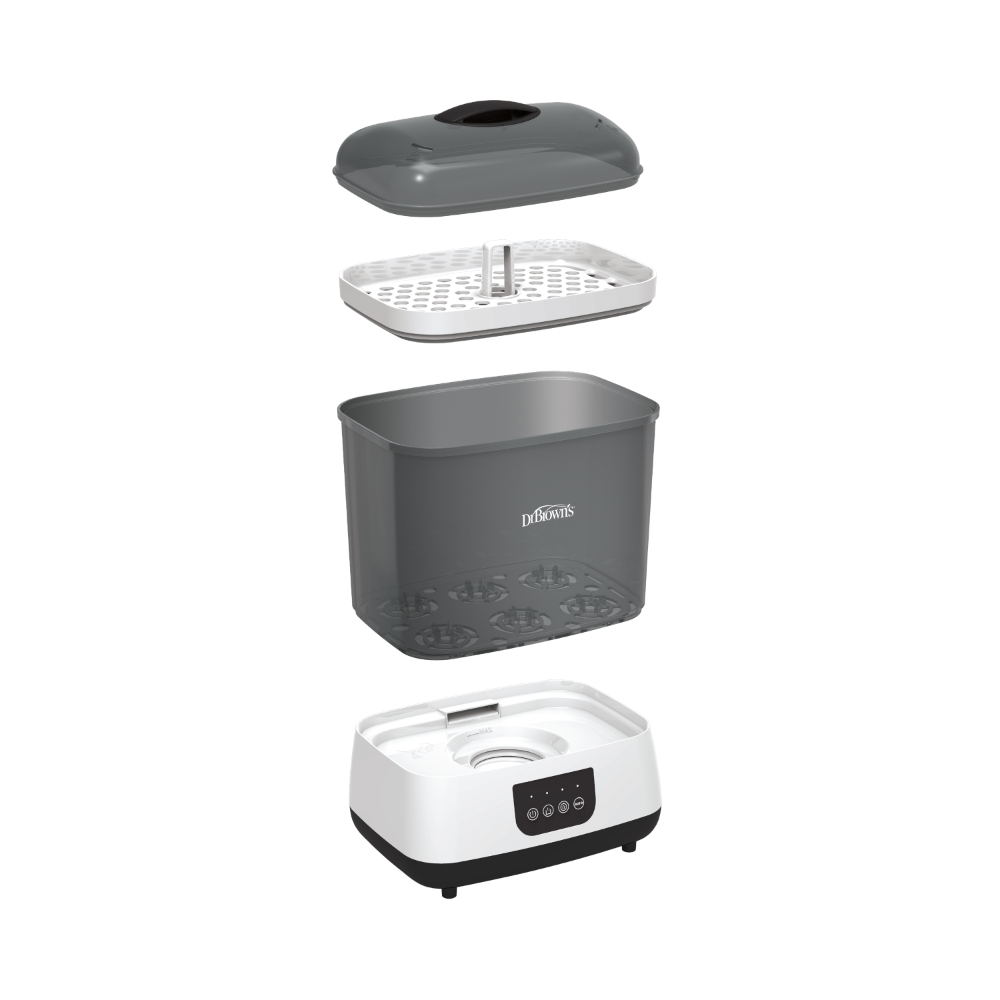 Dr. Brown's Sterilizer and Dryer w/ Air Filter (plus extra Filter), Gray, E/F Plug - Grey & White