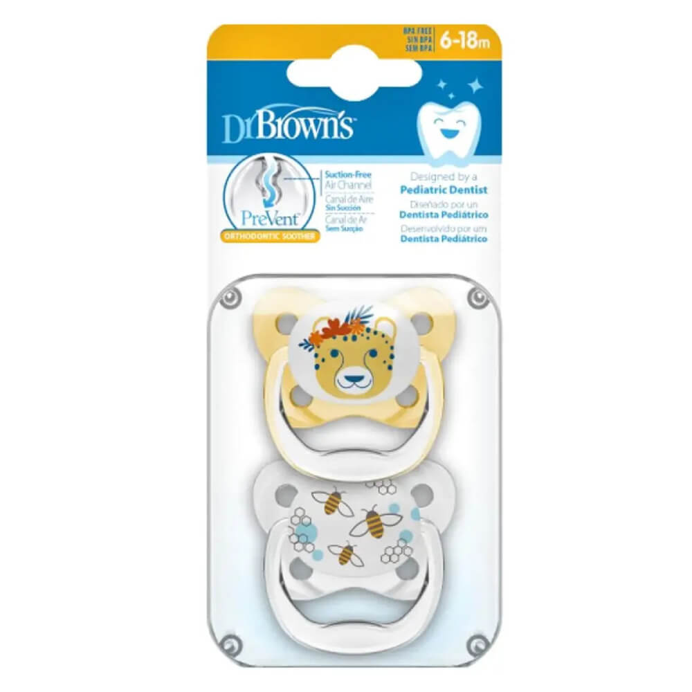 Dr. Brown's Prevent Glow in the Dark Butterfly Shield Soother Stage 2 - Pack of 2