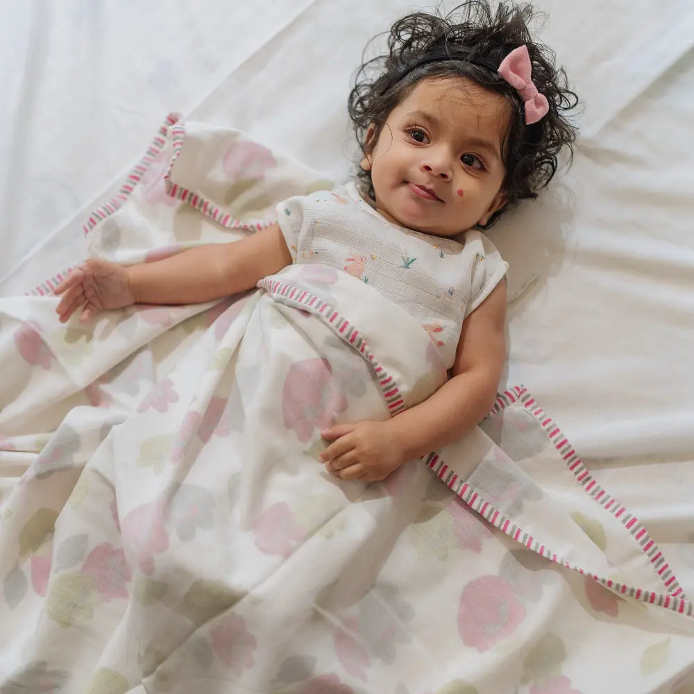 Dulaar Mulmul Muslin Dohar | Hand-Block Printed - Breezy Buds