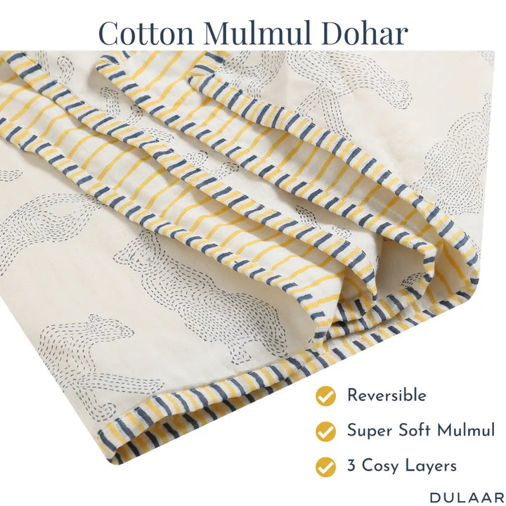 Dulaar Mulmul Muslin Dohar | Hand-Block Printed - (2-4 Years)