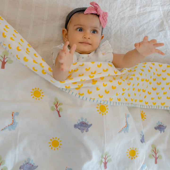 Dulaar Mulmul Muslin Dohar | Hand-Block Printed - (0-2 Years)