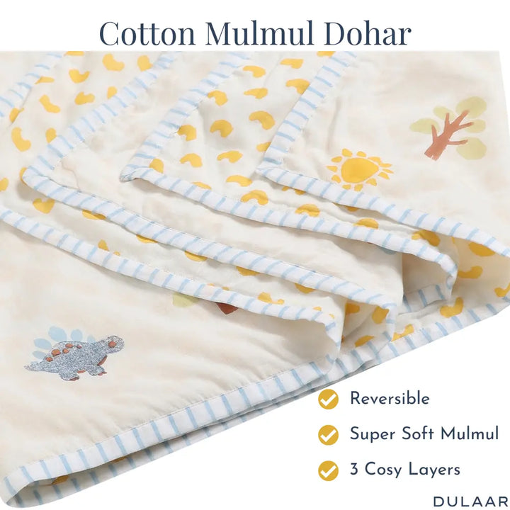 Dulaar Mulmul Muslin Dohar | Hand-Block Printed - (2-4 Years)