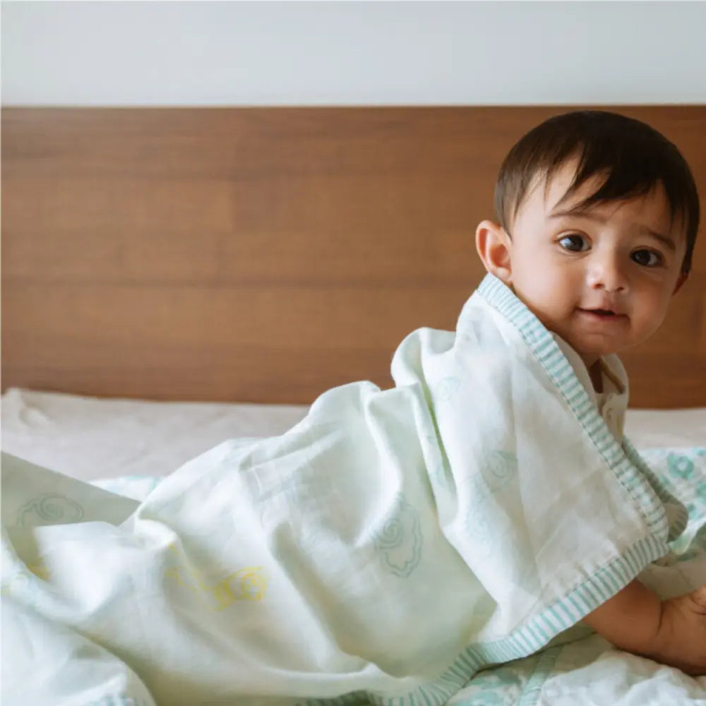 Dulaar Mulmul Muslin Dohar | Hand-Block Printed - (0-2 Years)