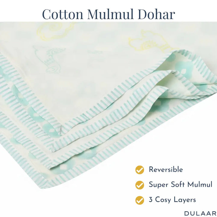 Dulaar Mulmul Muslin Dohar | Hand-Block Printed - (2-4 Years)