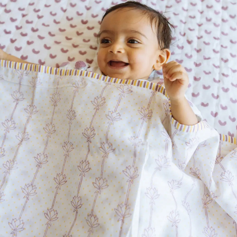 Dulaar Mulmul Muslin Dohar | Hand-Block Printed - (0-2 Years)