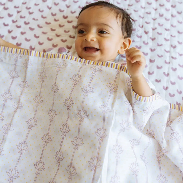Dulaar Mulmul Muslin Dohar | Hand-Block Printed - (0-2 Years)
