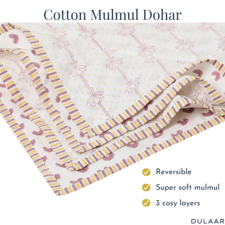 Dulaar Mulmul Muslin Dohar - Dotted Lotus