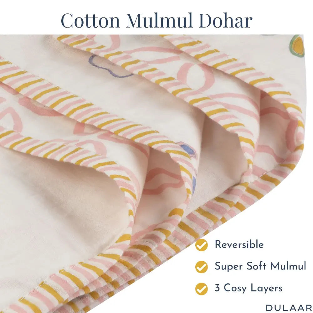 Dulaar Mulmul Muslin Dohar | Hand-Block Printed - Little Hoppers