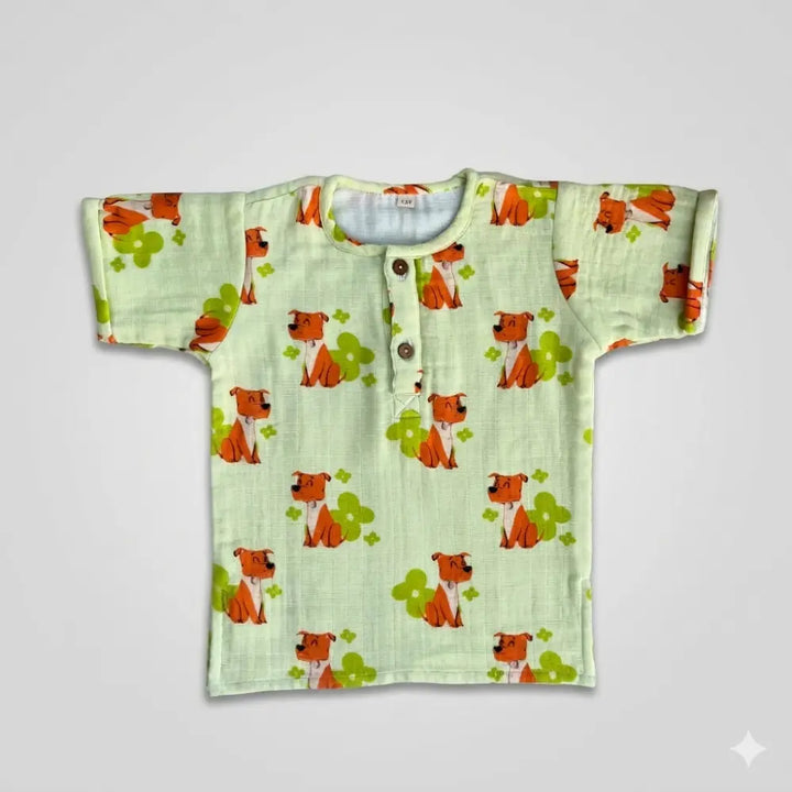 Bhaakur Dogs Print Unisex Co-ord Set - Butter Yellow