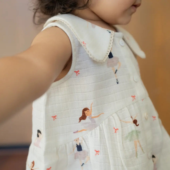 Dulaar Organic Muslin Dress - Little Ballerinas
