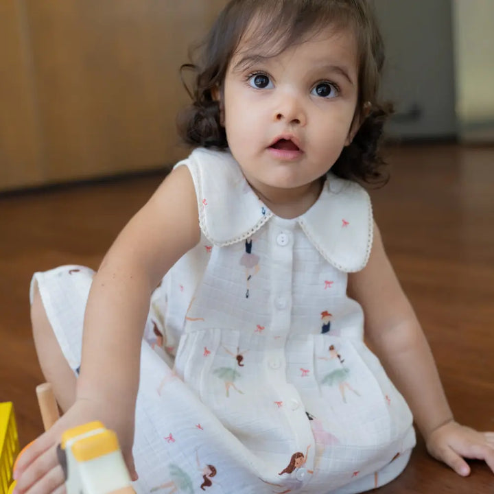 Dulaar Organic Muslin Dress - Little Ballerinas
