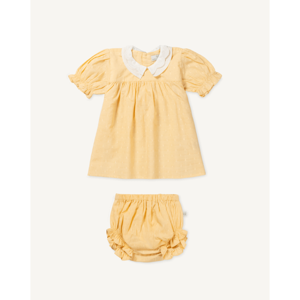 Early Sunday Swiss Dots Sukie Baby Dress &amp; Bloomer - Vanilla