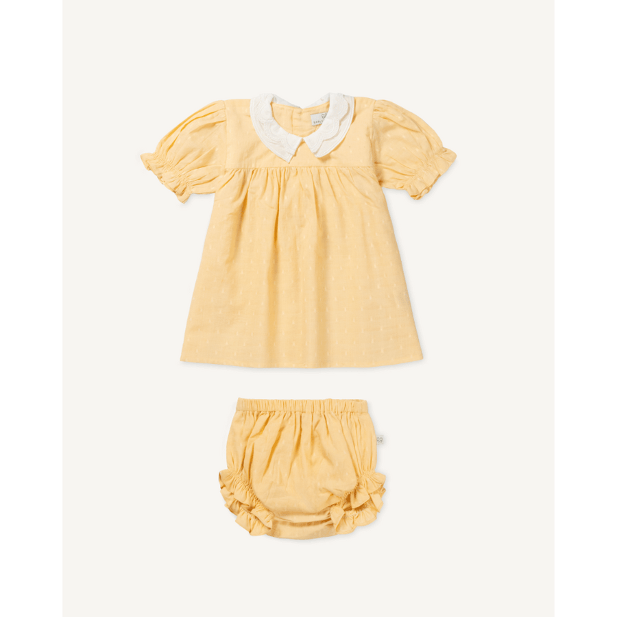 Early Sunday Swiss Dots Sukie Baby Dress & Bloomer - Vanilla
