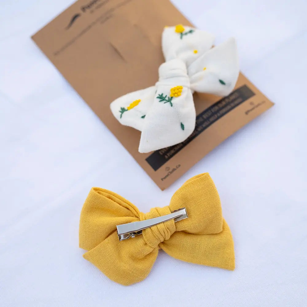 PureCloth.Co Cotton Linen Hair Bow Clip Mushroom