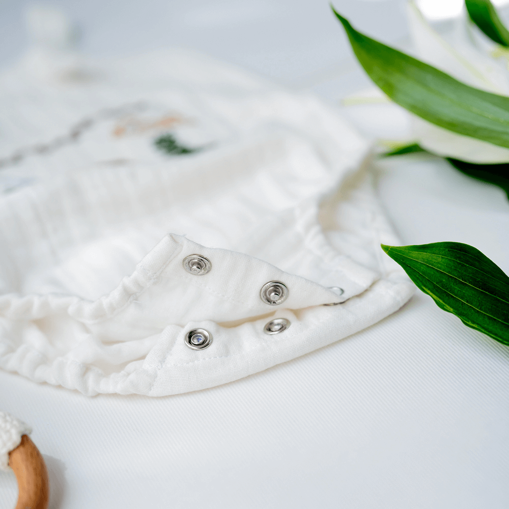 PureCloth.Co Baby Gift Hamper with Cotton Romper and Swaddle- White