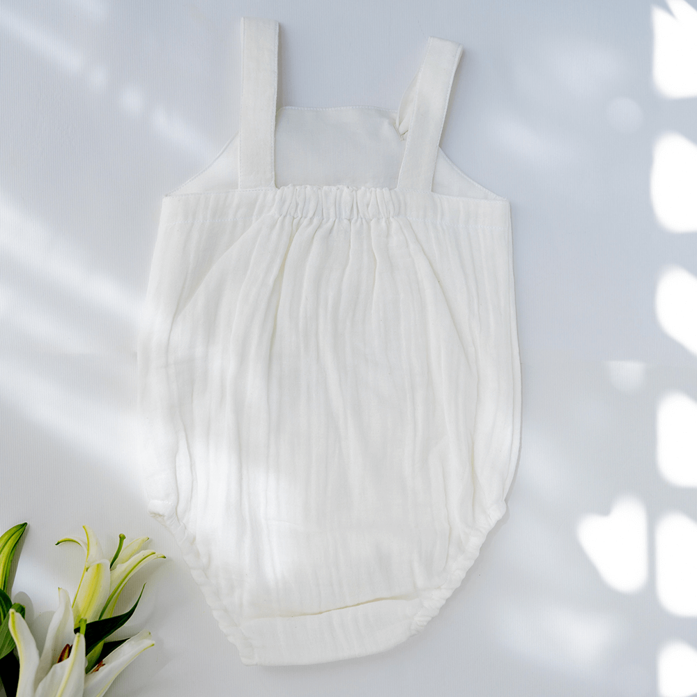 PureCloth.Co Baby Gift Hamper with Cotton Romper and Swaddle- White